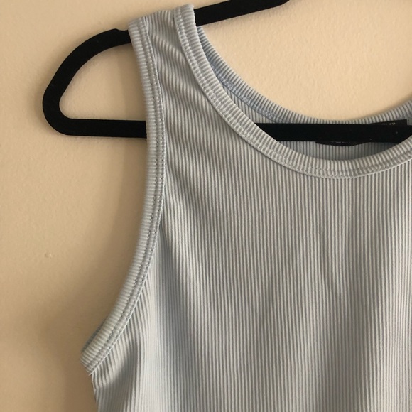 Ribbed Baby Blue Crop Top - Picture 2 of 3